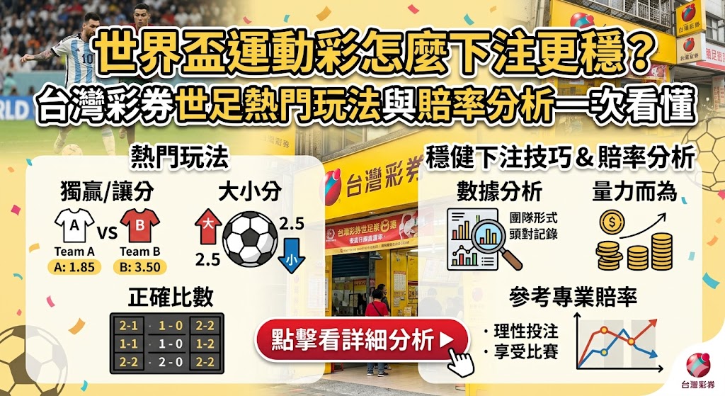 世界盃運動彩怎麼下注更穩？台灣彩券世足熱門玩法與賠率分析一次看懂